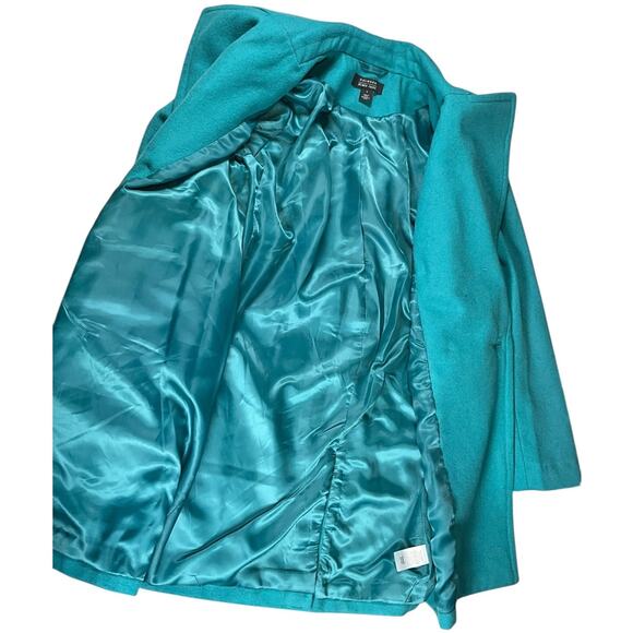 Halogen x Atlantic-Pacific Aqua Wool Blend Coat Size S | Double Breasted Chic - Picture 6 of 12